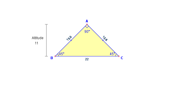 area of isosceles right triangle calculator